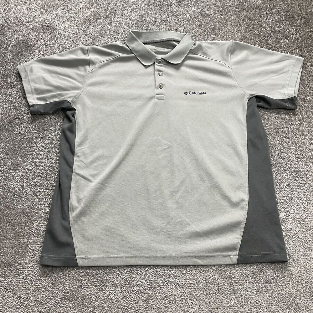 Columbia Polo Shirt Mens XL Gray Short Sleeve Collar Polyester Golf Rugby Tennis